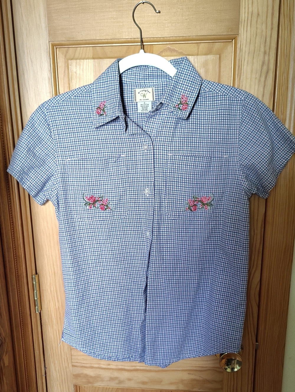 🌸 Vintage Wrangler Embroidered Plaid Button Down 🌸